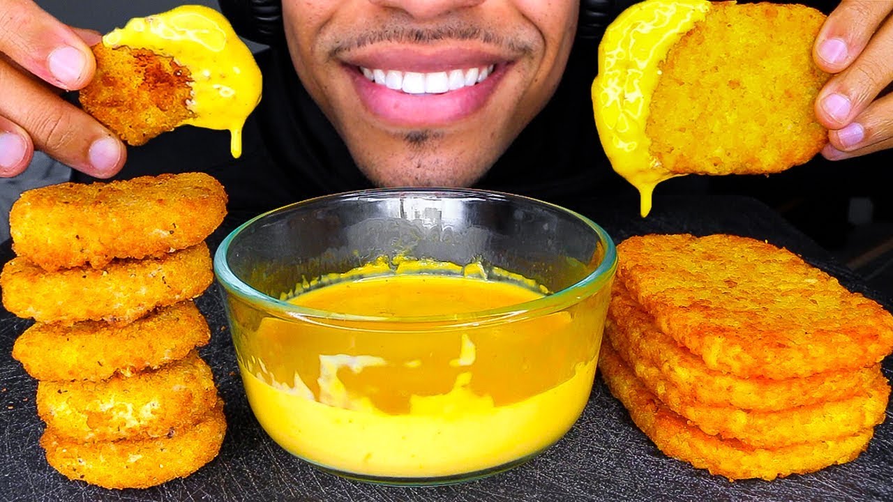 ASMR CRISPY HASH BROWNS CHICKEN NUGGETS CHEESY EATING SHOW JERRY MUKBANG NO TALKING