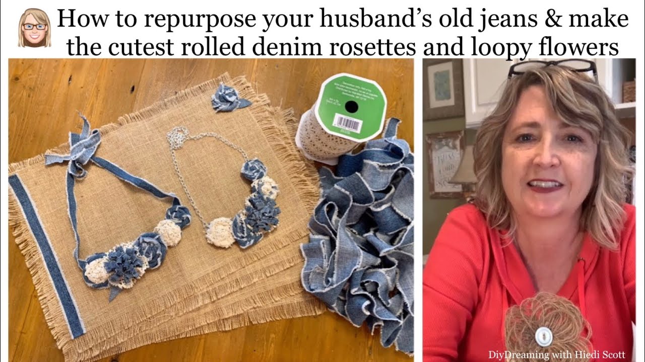 How to repurpose old jeans & make the cutest rolled denim rosettes and loopy flowers
