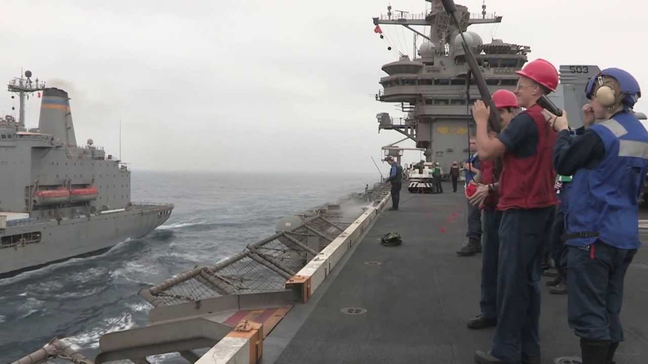Refueling at Sea Between USS George H. W. Bush and USNS Tippecanoe