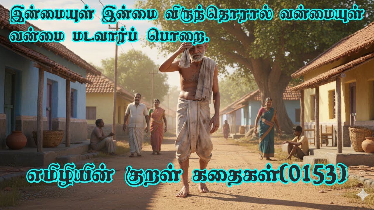 Emilyin Kural 0153 எமிலியின் குறள்: இன்மையுள் இன்மை விருந்தொரால் வன்மையுள் வன்மை மடவார்ப் பொறை.