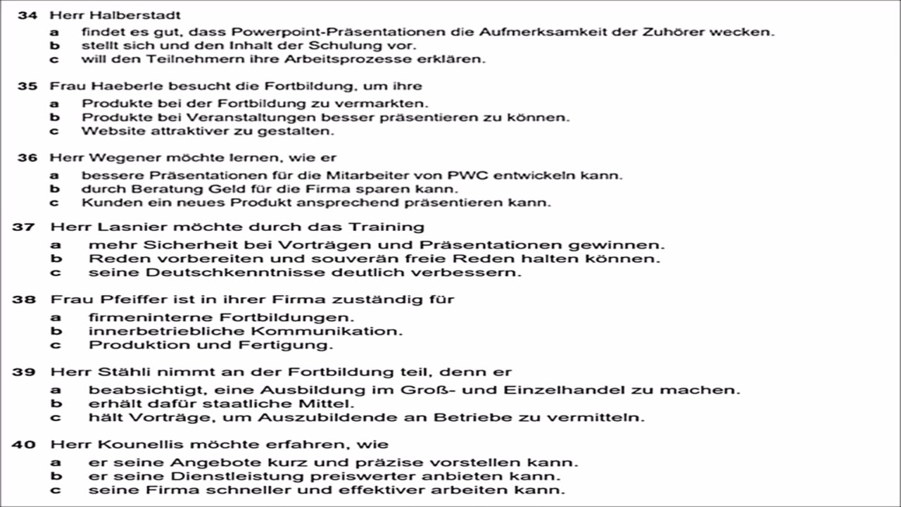 TELC  B2 -  B2  PRÜFUNG -  HÖREN  B2   TEIL 3 mit Lösung