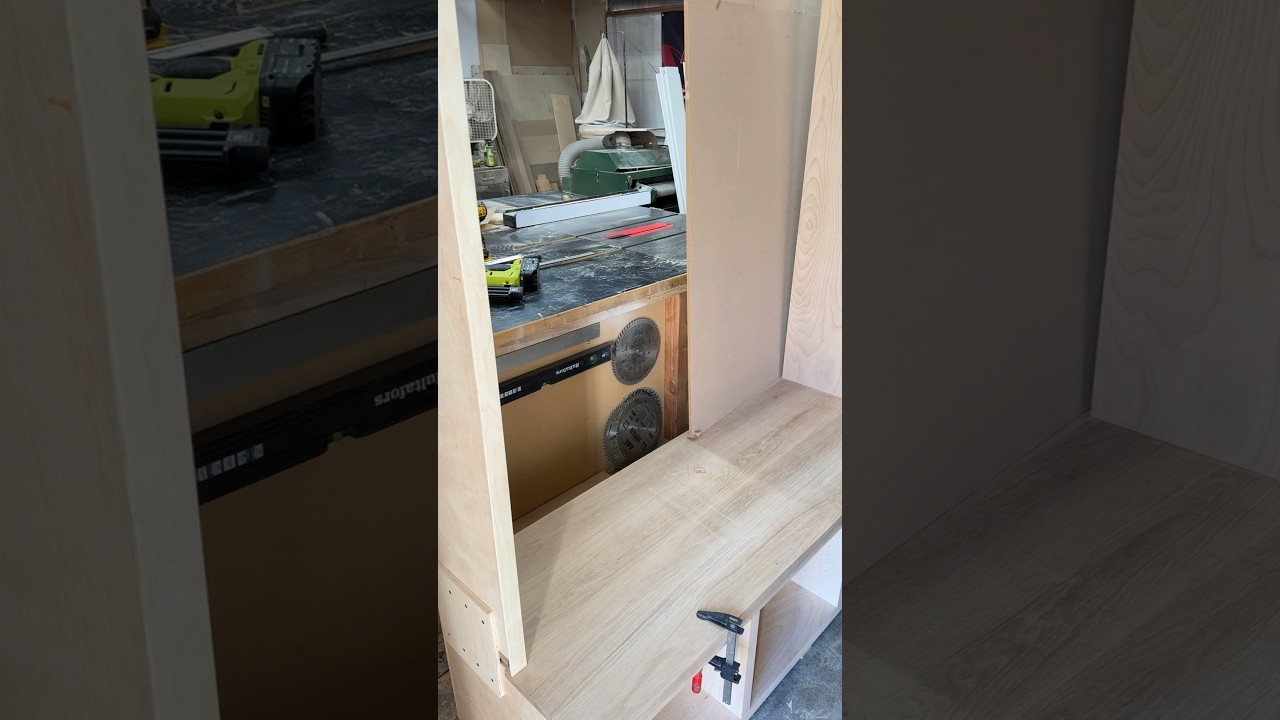 Adding the back to the built-in. #woodshop #woodworking #woodworker