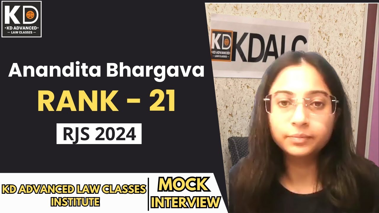 Anandita Bhargava , Rank-21, RJS 2024 | ENGLISH MEDIUM | Mock Interview | KDALC