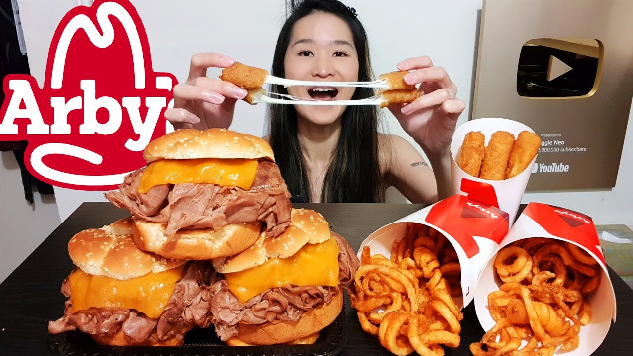 FRIED CHEESE MUKBANG! Arby's Half Pound Roast Beef, Super Cheesy Mozzarella Sticks, Curly Fries Asmr