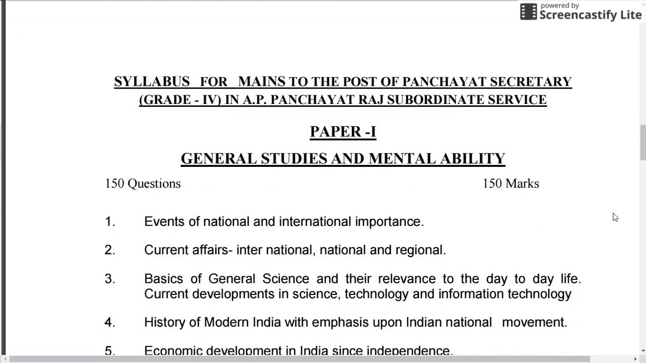 APPSC GROUP3 PANCHAYATH SECRETARY SYLLABUS