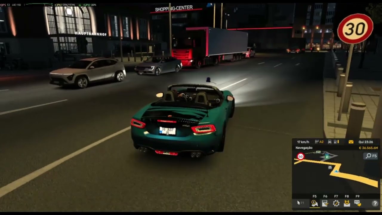 Dando um role em algum lugar da Europa com o fiat conversivel Abarth  124 Spider .