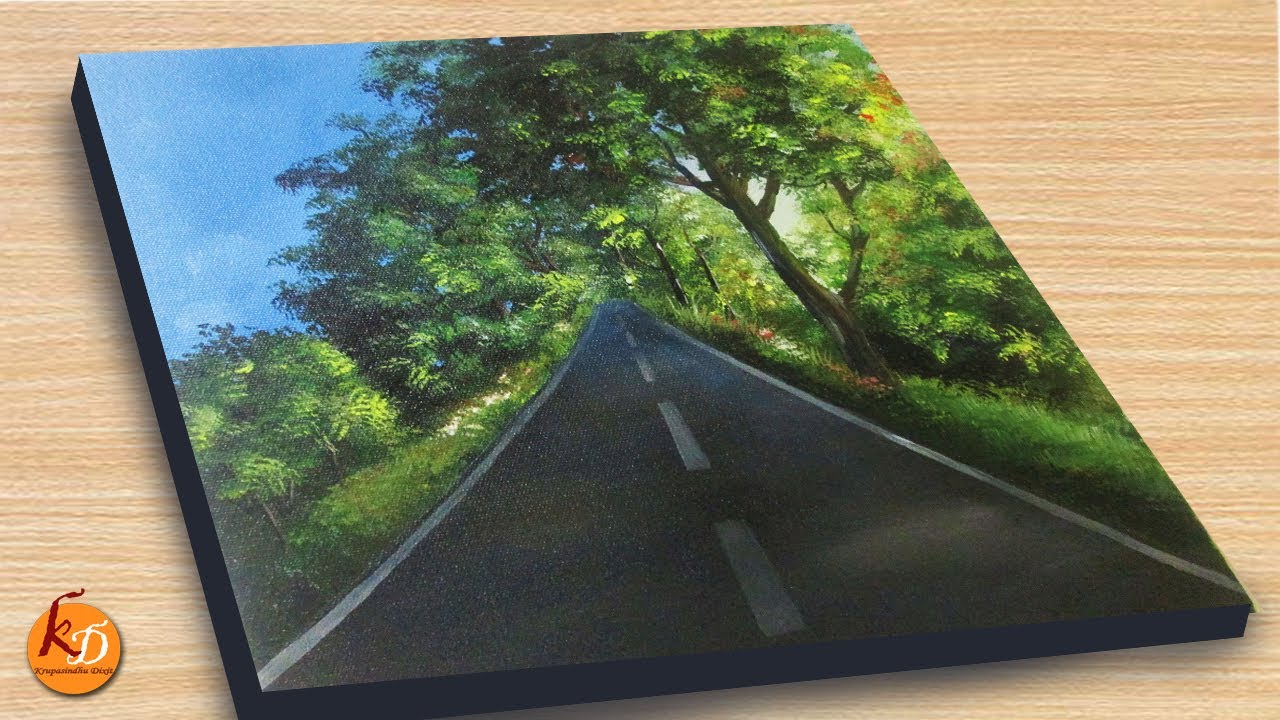 One Point Perspective Road with Trees Acrylic Painting | Episode 