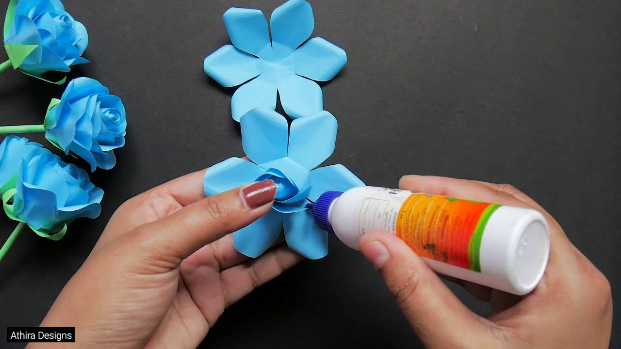 Paper Rose Flowers | BLUE Paper Roses | Step By Step Tutorial | DIY Home Decoration | Paper Craft