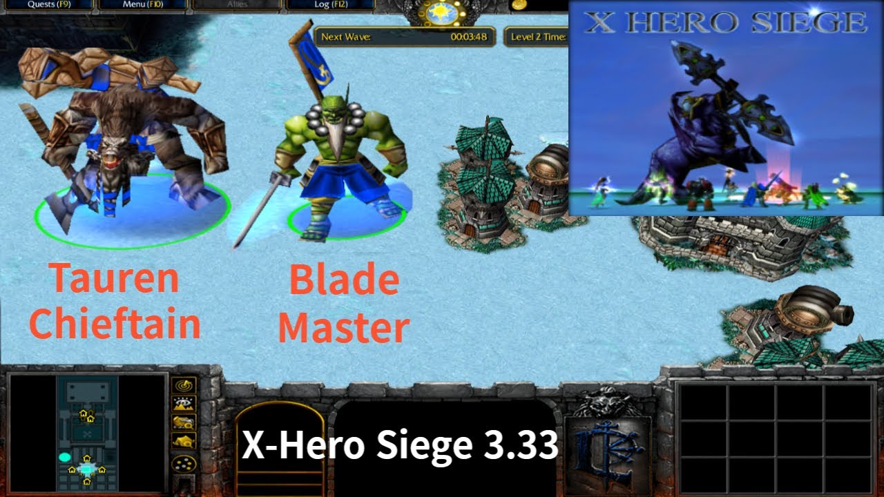 X Hero Siege 3.33, Tauren Chieftain & Blade Master Extreme, Level 4 Impossible ,8 ways Dual Hero