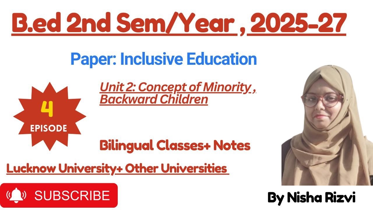 Minority Concept in Indian Constitution | Balika Shiksha & Backwardness Types | B.ed 2nd semester