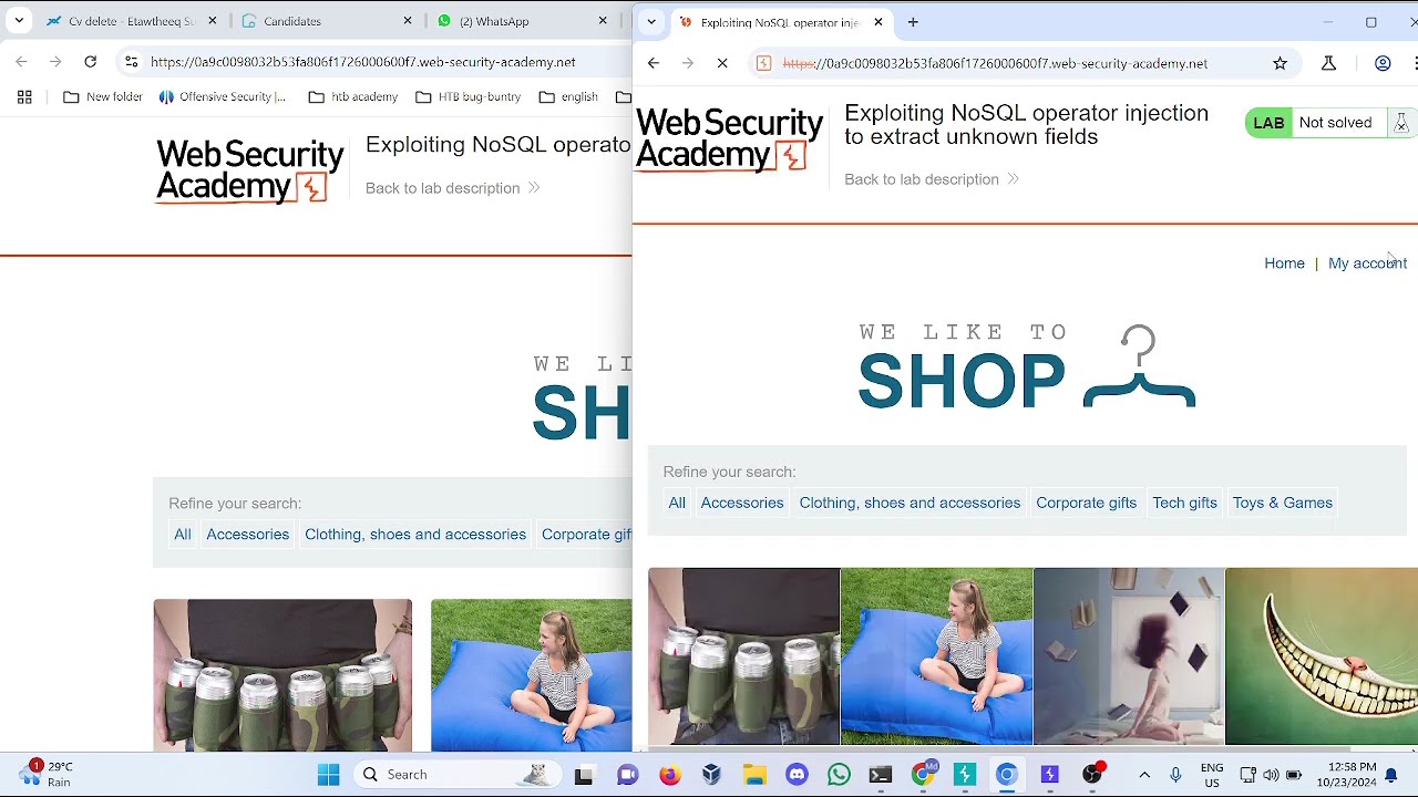 Lab 4: Exploiting NoSQL operator injection to extract unknown fields