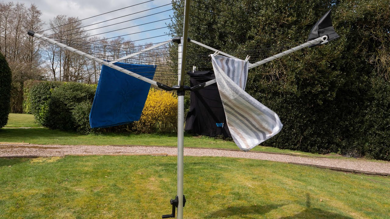 Crank Handle Fully Open and Close - 60m Rotary Airer - Outdoor Rotary Washing Line.
