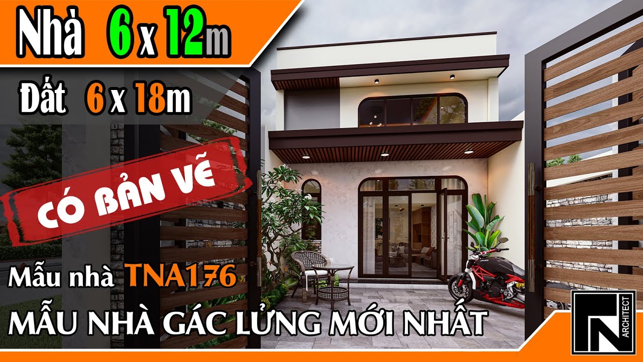 TNA176 - Latest model of mezzanine house 6x12m on land 6x18m | TN . Architecture
