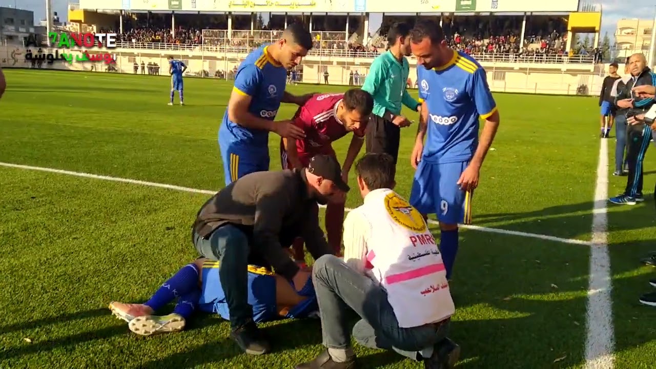 اصابة اللاعب مؤيد اسماعيل مبارة بيت لاهيا وشباب جباليا