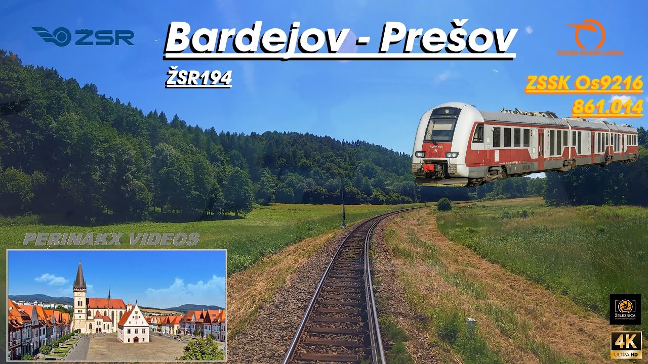 4K Cabview ► Bardejov - Prešov / ŽSR 194 / Os 9216 / 861.014 ► Cesta z kúpeľného mesta