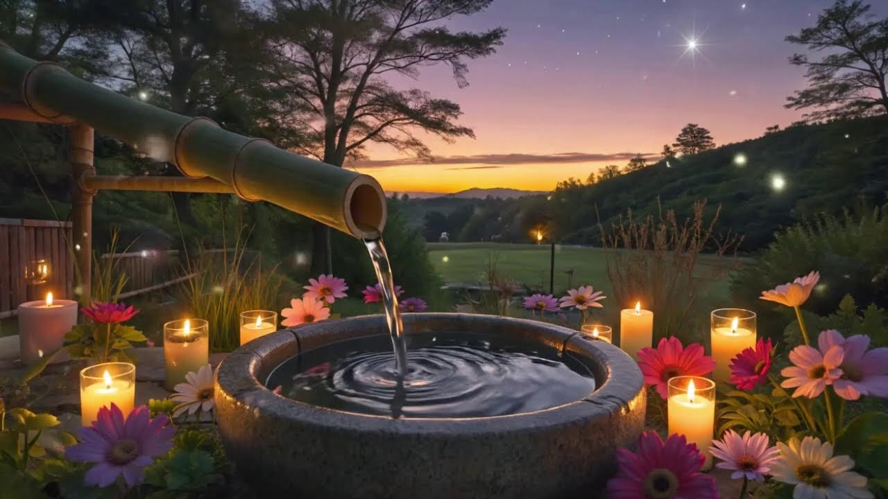 Peaceful Bamboo Water Sounds and Piano Music for Better Sleep
