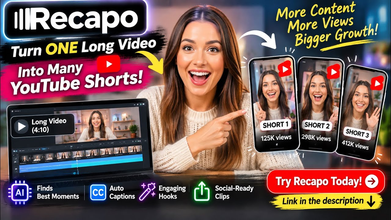 Я превратил длинное видео в YouTube Shorts с помощью ИИ! 🤯 | Обзор Recapo AI
