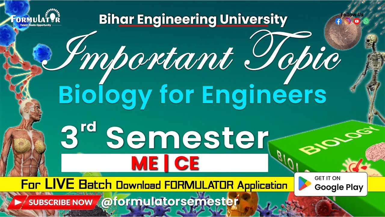 Important Topics | Biology For Engineers | 3rd Semester | ME CE | Bihar Engineering University