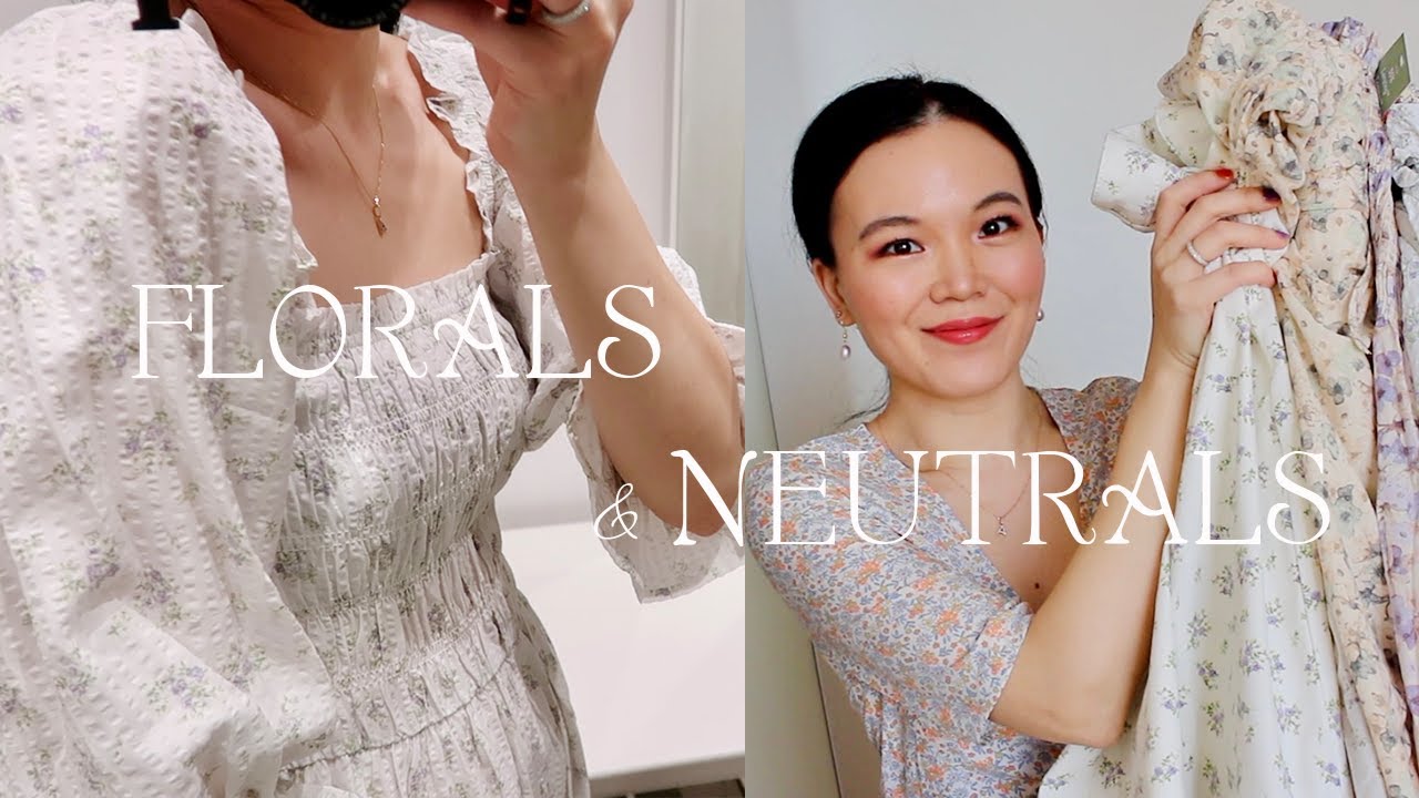 BEST FLORAL DRESSES | Huge H&M try on haul, dresses, tops, tanks, pants, H&M new in haul 2022