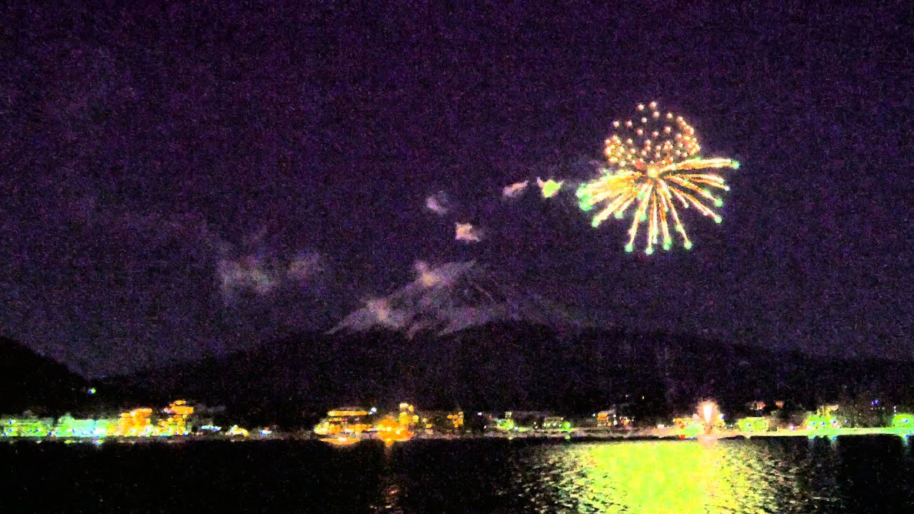 【4K】2015.01.24 河口湖冬花火 と 富士山
