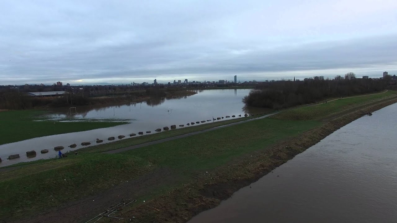 Littleton Road playing fields flood with a drone in 4K