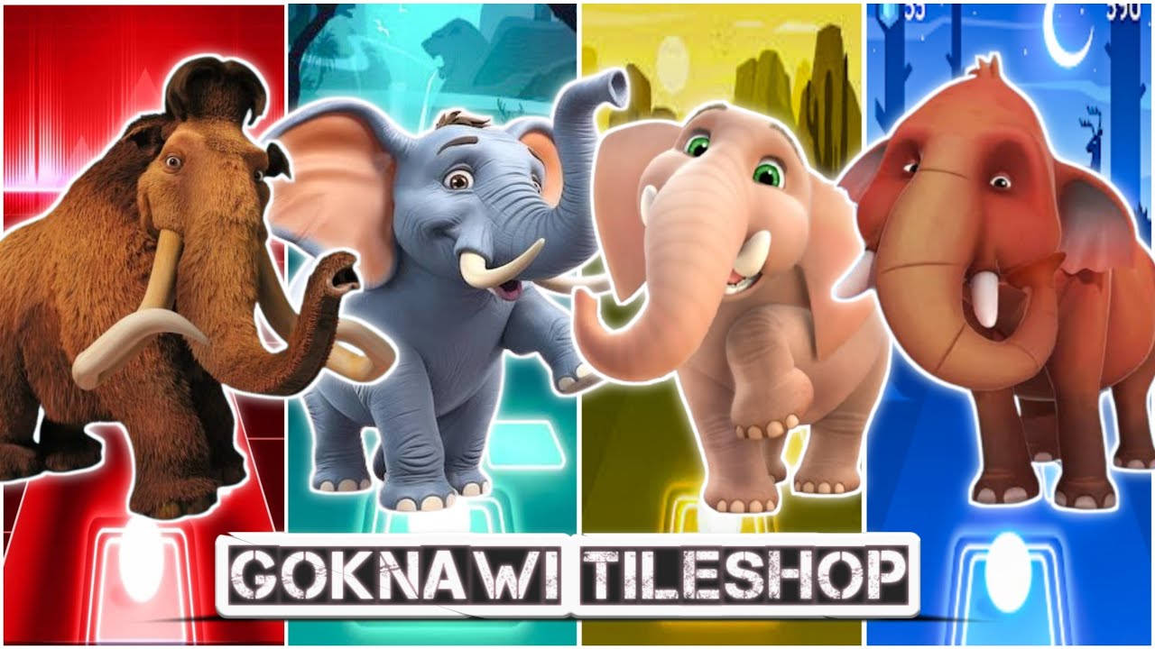 🐘 Funny Trunk 🆚 Funny Ellie 🦣🆚 Funny Manny 🦣🆚 Funny Elephant 🐘 |CoffinDance Tiles Hop🎊🪩🌈🔥