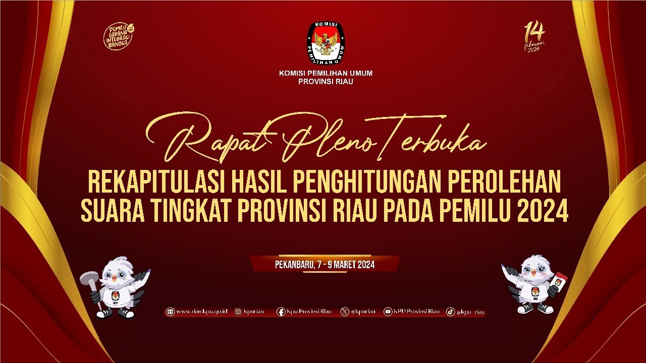 Hari Ke-3 Rapat Pleno Terbuka Rekapitulasi Hasil Penghitungan Tingkat Provinsi Riau Pada Pemilu 2024