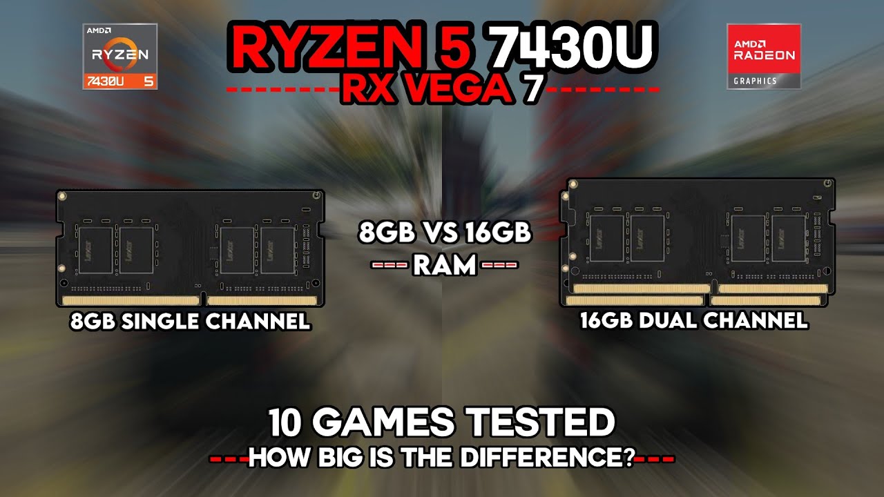 Ryzen 5 7430U - 8GB vs 16GB RAM | Should You Upgrade 8GB to 16GB RAM? | 10 Games Tested