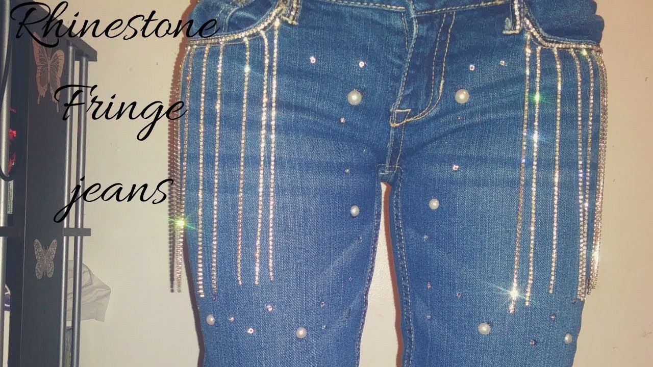 D.I.Y Rhinestone Fringe Jeans
