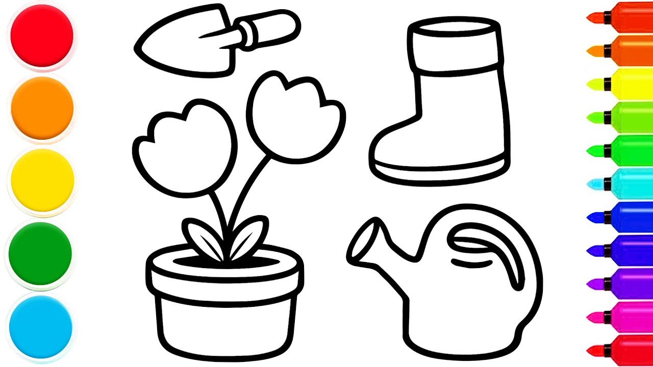 How to Draw a Cute Gardening Tools | Easy Step by Step Tutorial