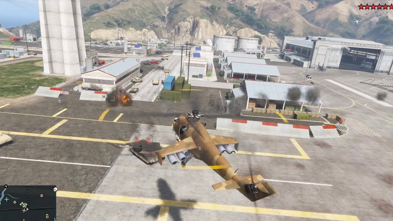GTA 5 - Fort Zancudo Military Base Rampage + Ten Star Escape