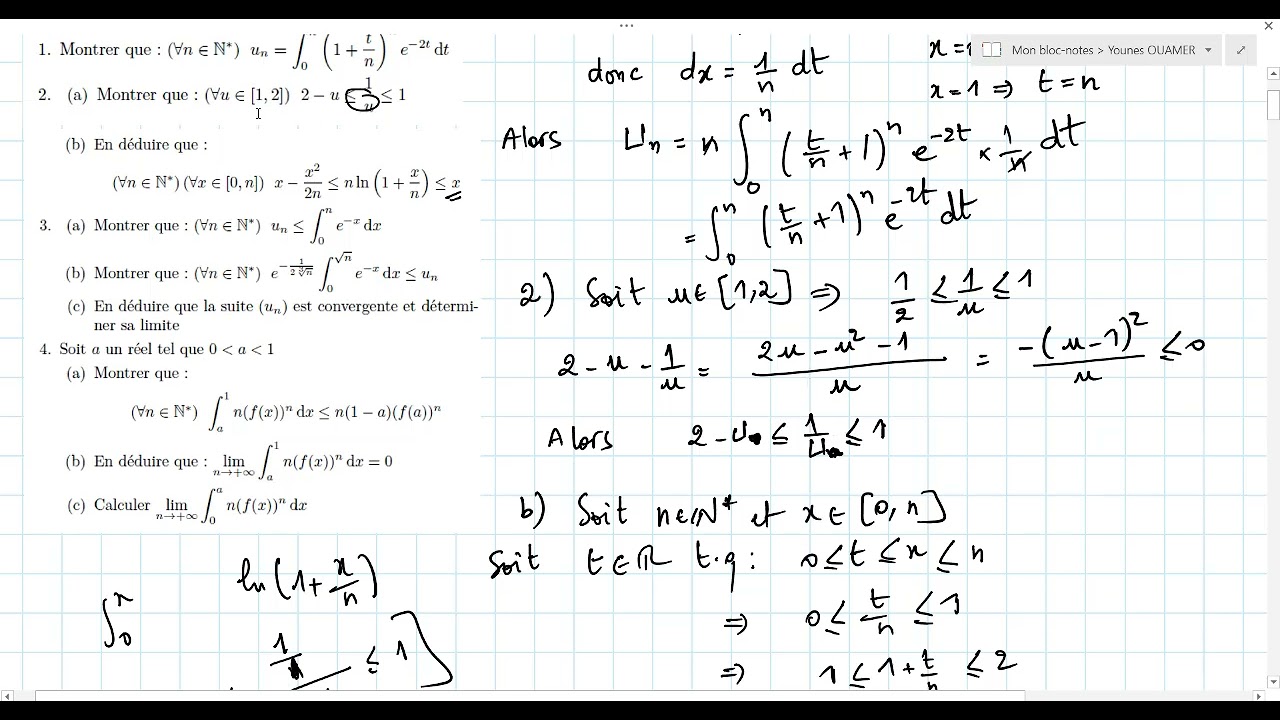 Le calcul intégral - 2 bac sciences mathématiques ( rattrapage 2005 )