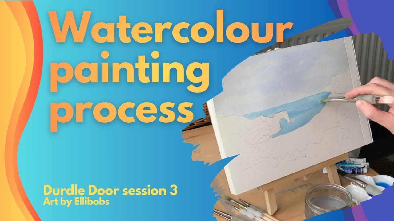 Decompress and watch my art in progress. Painting, session 3, Durdle Door artwork.
