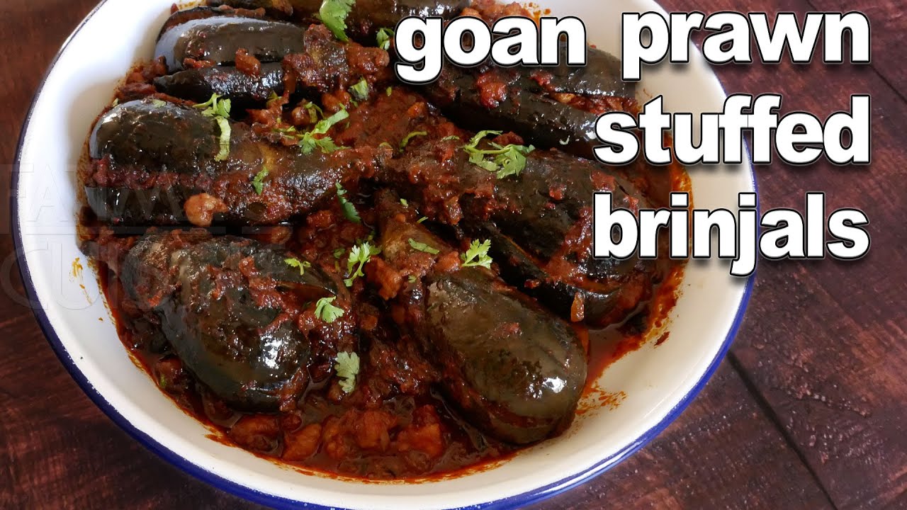 Goan Prawn Stuffed Brinjals Recipe | Goan Vangi Recipe Easy | Goan Prawn Recipes