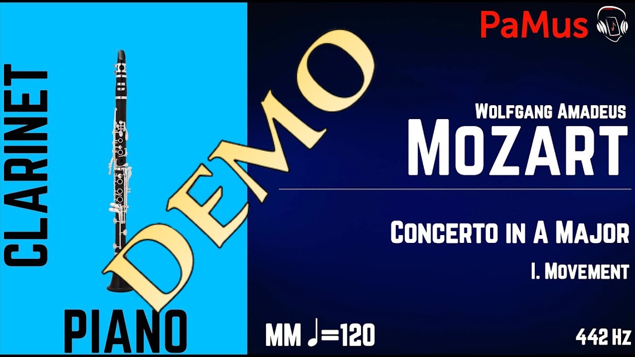 W. A. Mozart: Clarinet Concerto in A major 1st mvt Piano accompaniment 442Hz
