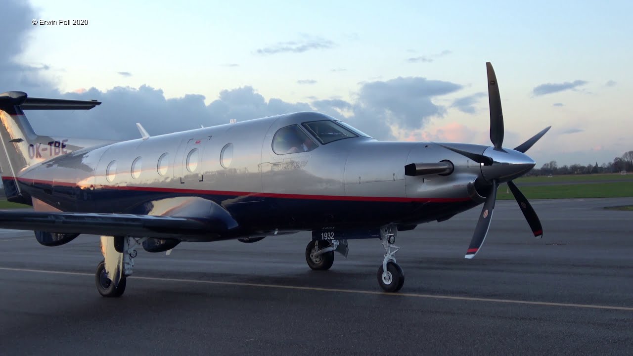 OK-TBE (flight NTF56) Brand New Pilatus PC-12/47E Arrival Teuge Airport Holland 12 Feb 2020