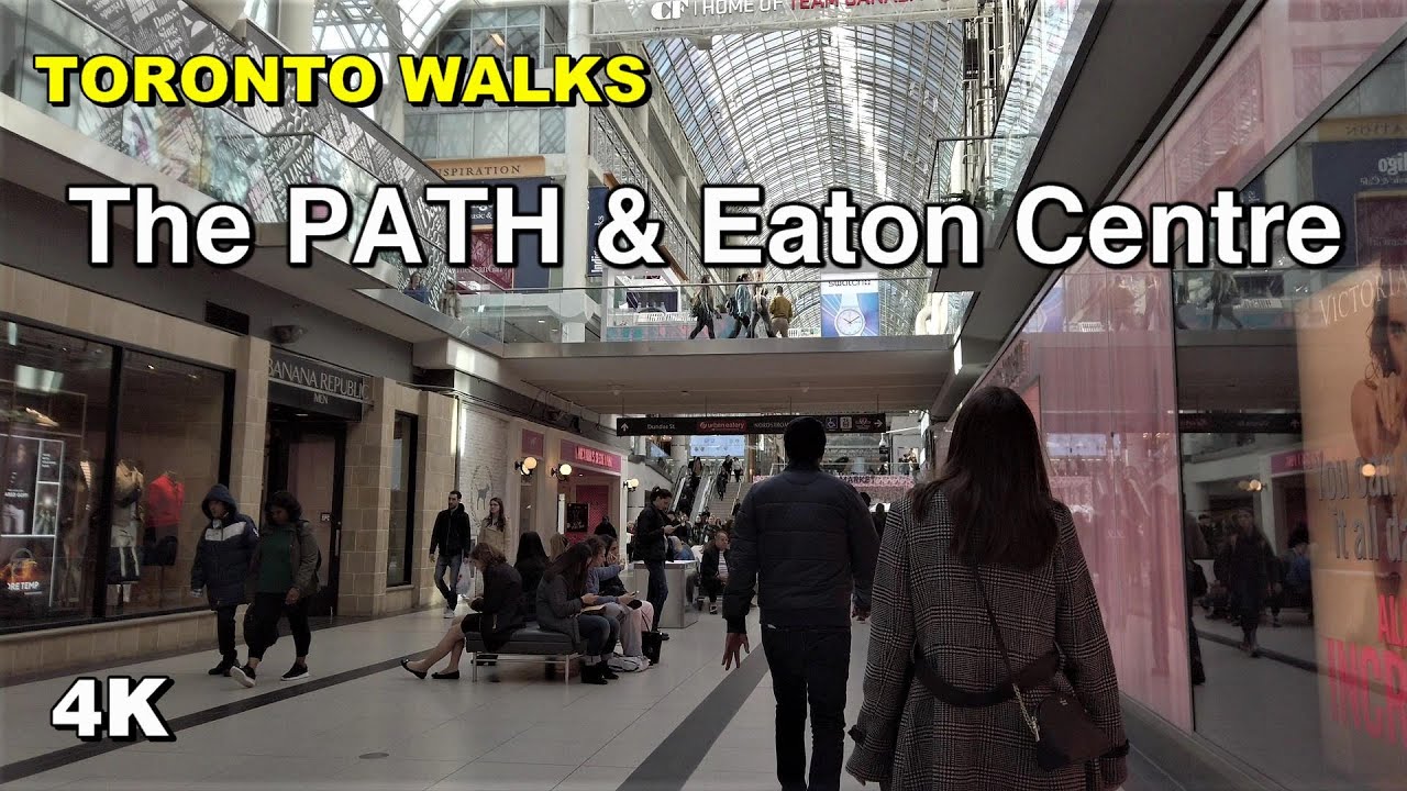 Toronto Walks - The PATH & Eaton Centre downtown [4K]