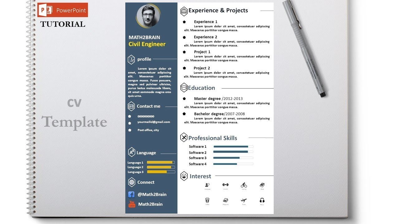 How to Design CV/Resume template  tutorial  تصميم سيرة ذاتية
