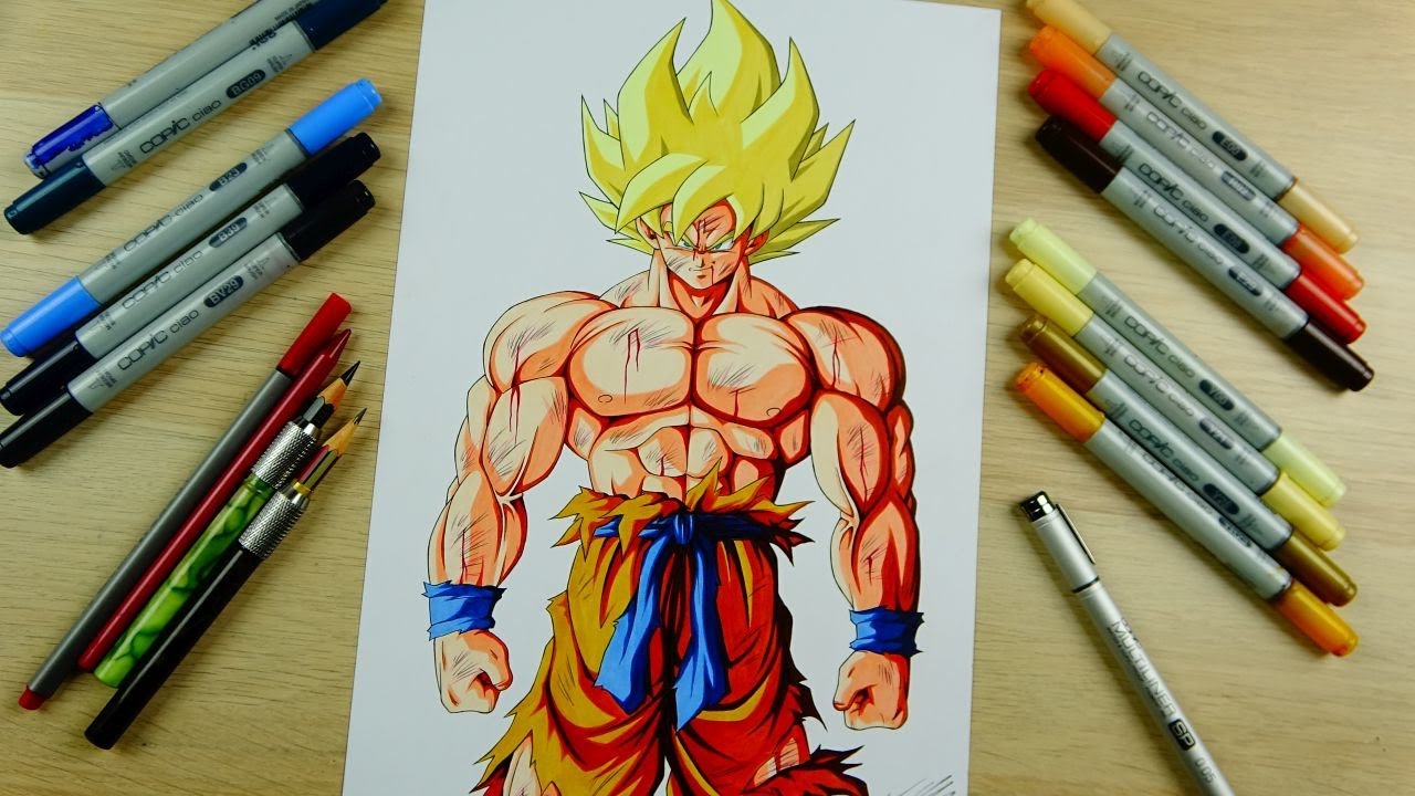 Drawing GOKU SSj NAMEK Style in REAL TIME | 4 HOURS Drawing STRAIGHT | 4K