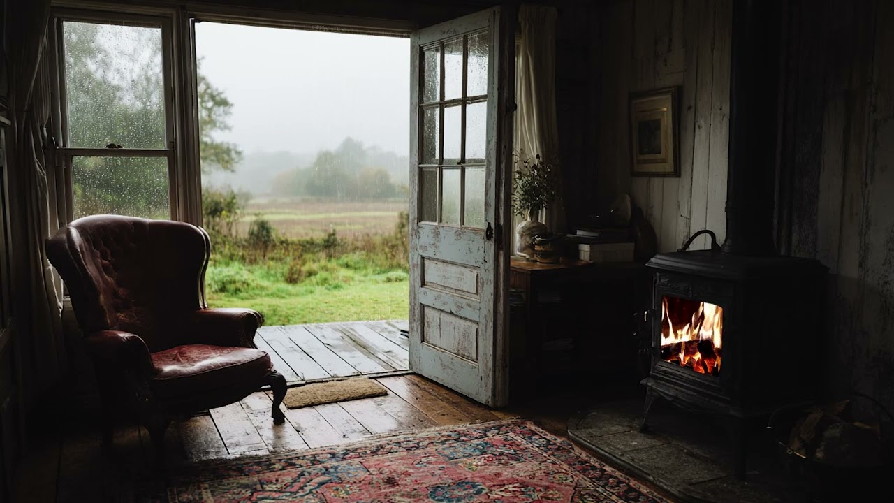 Rain Sounds for Sleep 🌙 Country Cabin (No Thunder, Black Screen)