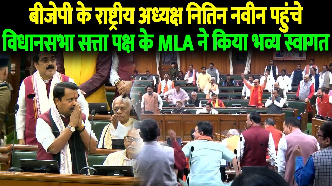 बीजेपी के राष्ट्रीय अध्यक्ष नितिन नवीन पहुंचे विधानसभा सत्ता पक्ष के MLA ने किया भव्य स्वागत