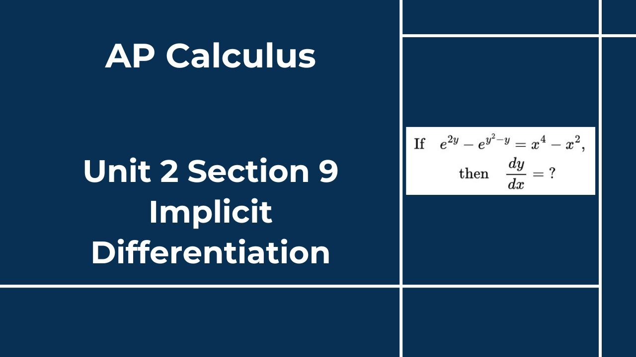AP Calculus - Unit 2 - Section 9 - Implicit Differentiation