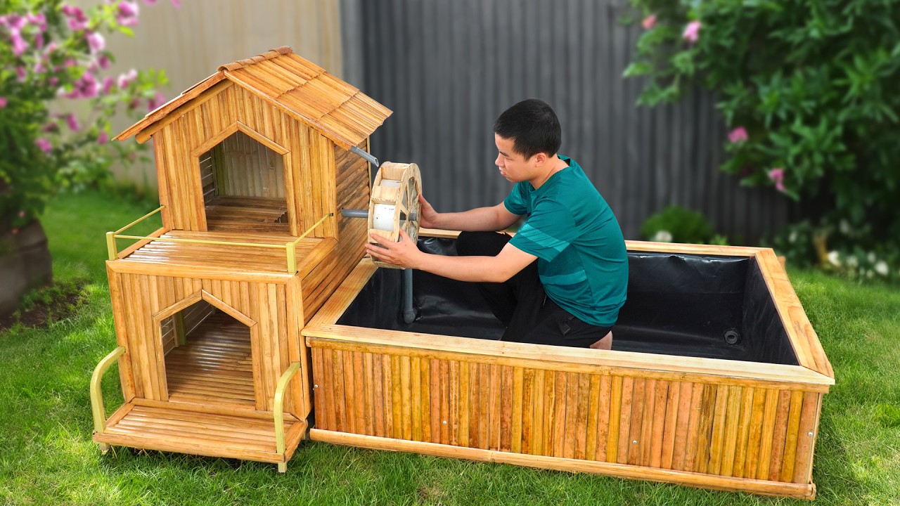 Super cheap dog house and aquarium combo from bamboo