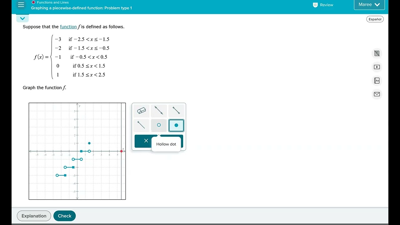 Graphing a piecewise-defined function: Problem type 1