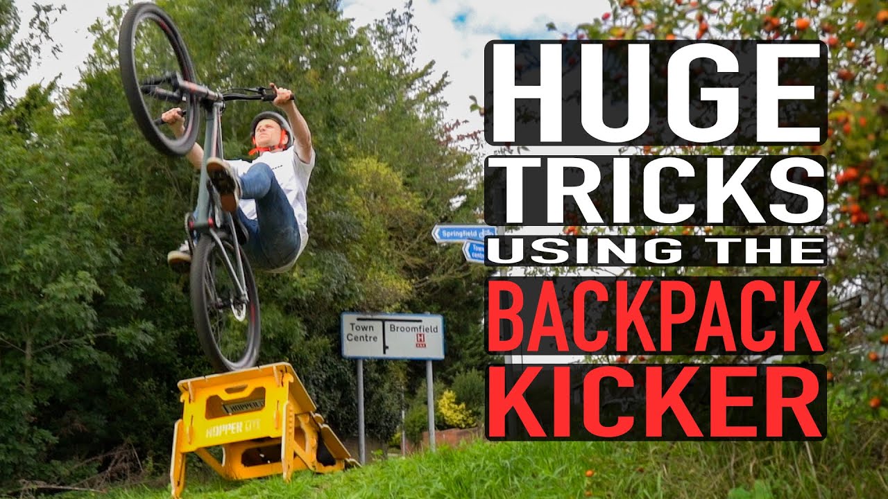 HUGE TRICKS USING THE BACKPACK KICKER// URBAN MTB RIDING