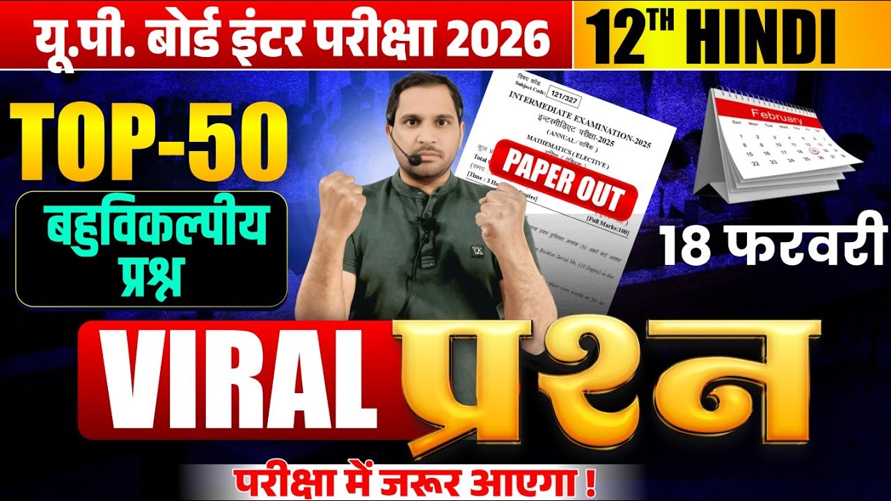 Class 12 Hindi Objective Question 2026 | Class 12 Hindi Objective Question 2026 Up Board