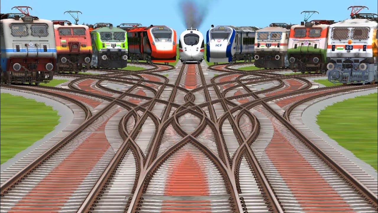 Round track all express divert and metro station crossing new express bullet train running fast 