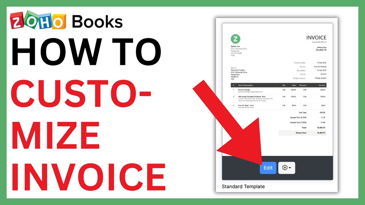 Как настроить счет в Zoho Books [КРАТКОЕ РУКОВОДСТВО]