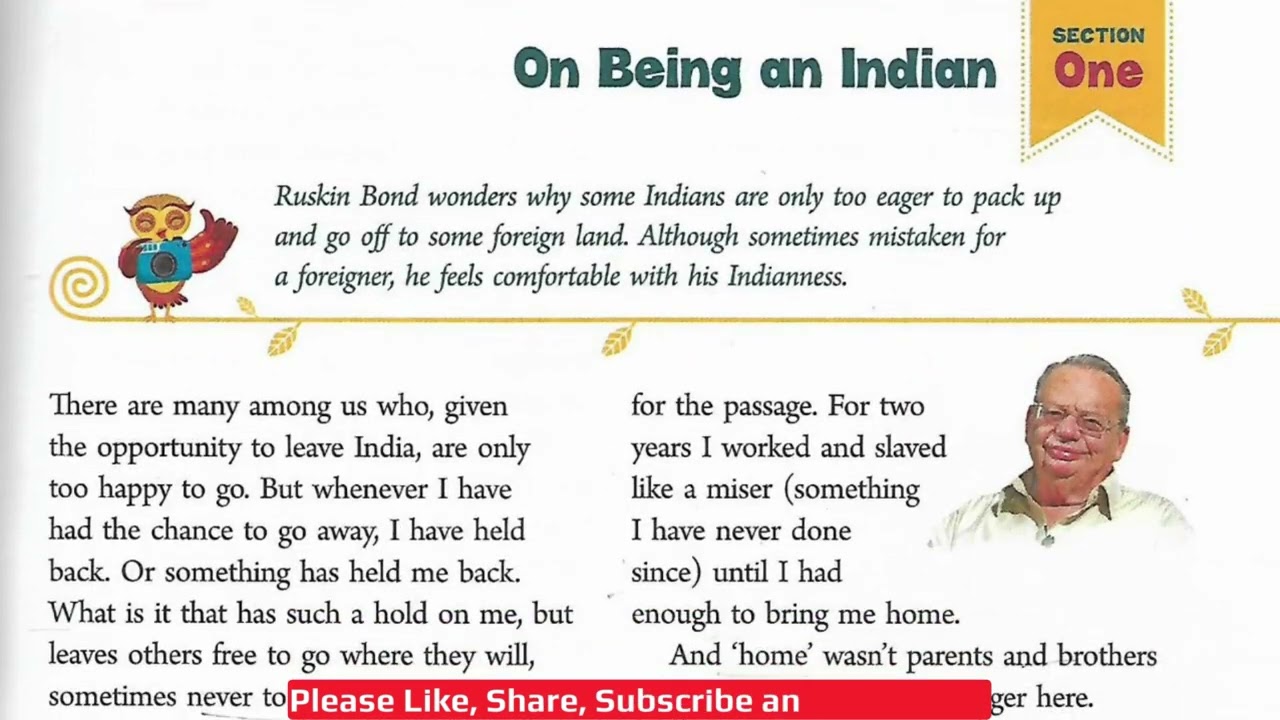 On being an Indian: Ruskin Bond | Ratna Sagar | Class 8 | English | NCERT | CBSE | Explanation
