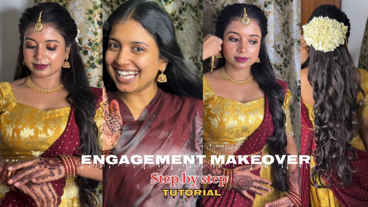 Engagement makeup look | makeupartist |kerala style|tutorial | step by step | book ur day 7736274794